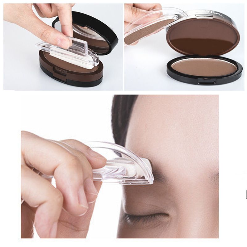 Tampon à sourcils ajustable instantané avec poudre à sourcils bicolore