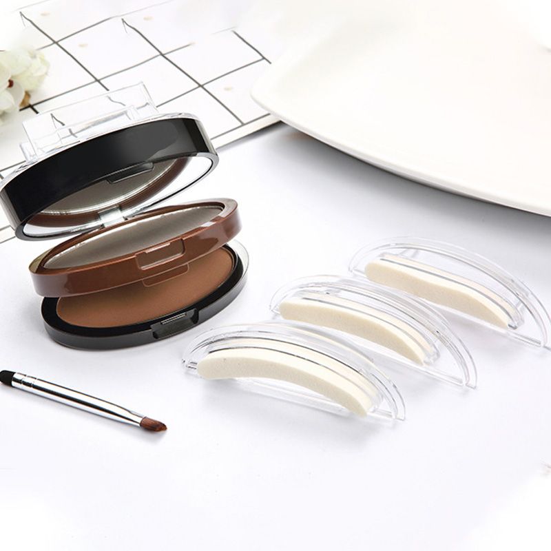 Tampon à sourcils ajustable instantané avec poudre à sourcils bicolore