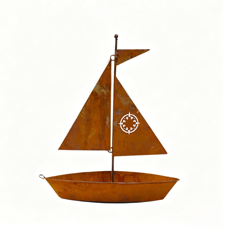 MAINTENANT ! Jardinière métallique bateau à voile rustique – Fabriquée à la main, résistante aux intempéries et parfaite pour les plantes grasses, les herbes ou les fleurs – charmante décoration de jardin ou d'étagère
