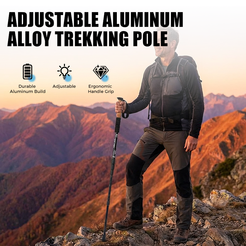 Bâton de randonnée réglable en alliage d'aluminium – Durable, amortissant les chocs, léger