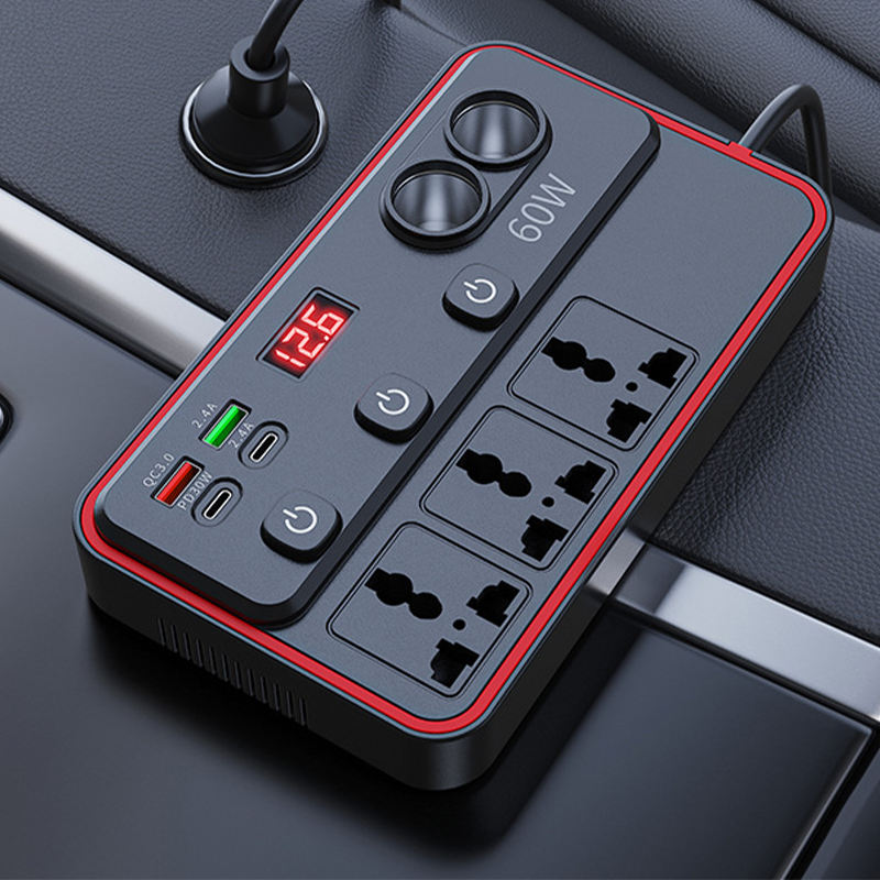 Chargeur de voiture multifonction avec prises CA et USB