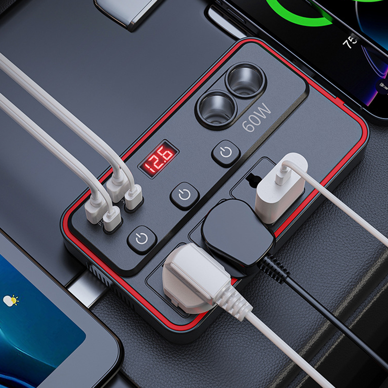 Chargeur de voiture multifonction avec prises CA et USB