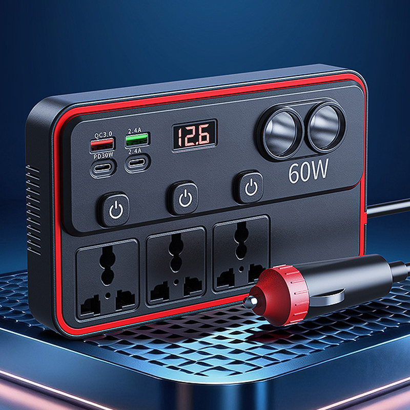 Chargeur de voiture multifonction avec prises CA et USB