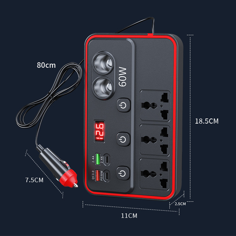 Chargeur de voiture multifonction avec prises CA et USB