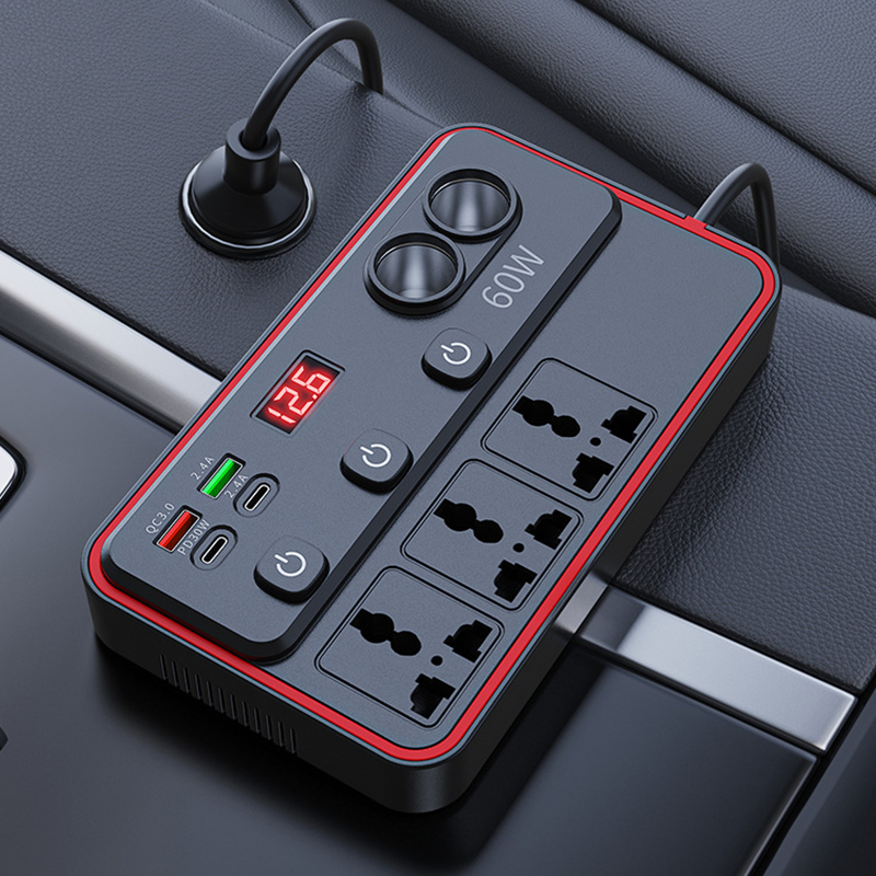 Chargeur de voiture multifonction avec prises CA et USB