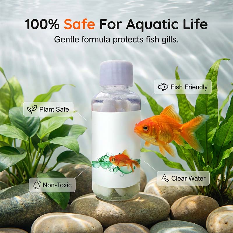 Comprimés purifiants pour eau d'aquarium cristalline