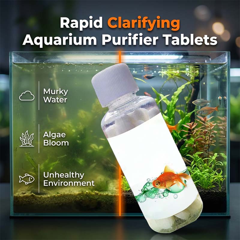 Comprimés purifiants pour eau d'aquarium cristalline