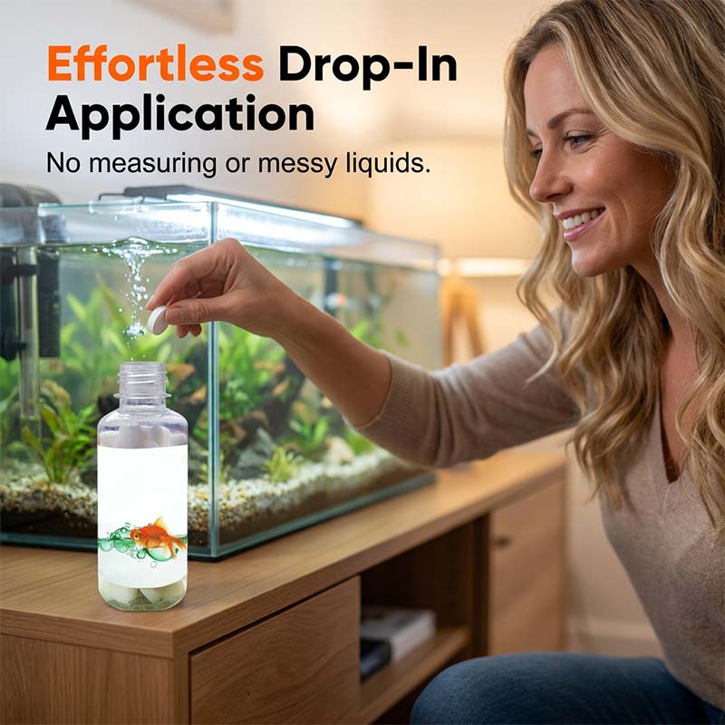 Comprimés purifiants pour eau d'aquarium cristalline