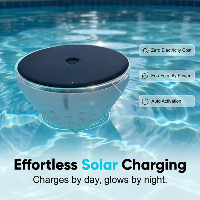 Lampe solaire flottante pour piscine avec projection de poisson