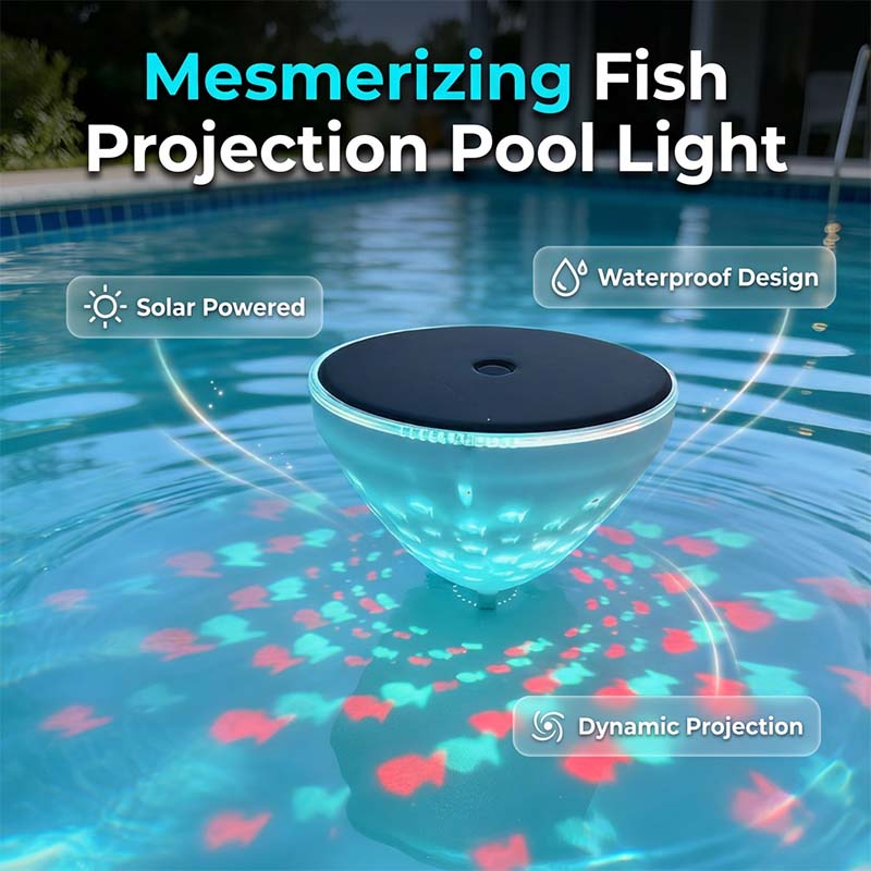 Lampe solaire flottante pour piscine avec projection de poisson