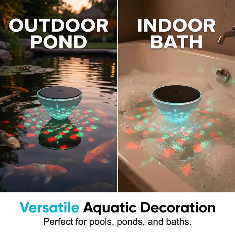 Lampe solaire flottante pour piscine avec projection de poisson
