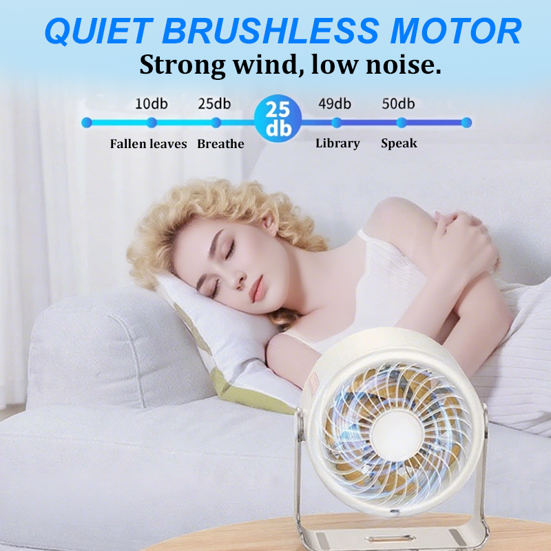 Ventilateur de Bureau 2026 – USB Rechargeable avec Écran LED | 100 Vitesses, Inclinaison à 120° & Oscillation Complète | Ultra-Silencieux pour Chambre, Bureau & Camping | Jusqu'à