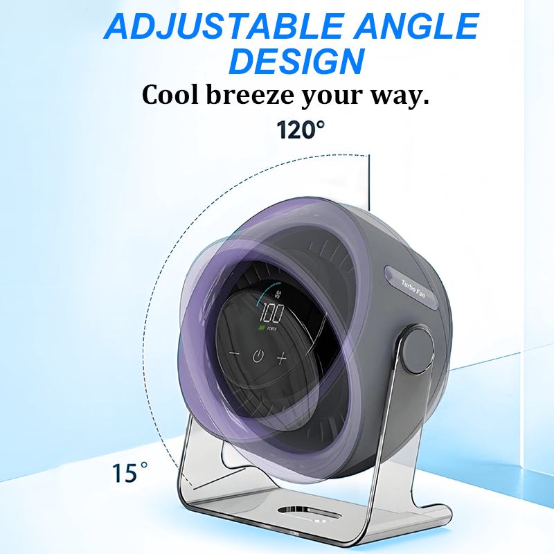 Ventilateur de Bureau 2026 – USB Rechargeable avec Écran LED | 100 Vitesses, Inclinaison à 120° & Oscillation Complète | Ultra-Silencieux pour Chambre, Bureau & Camping | Jusqu'à