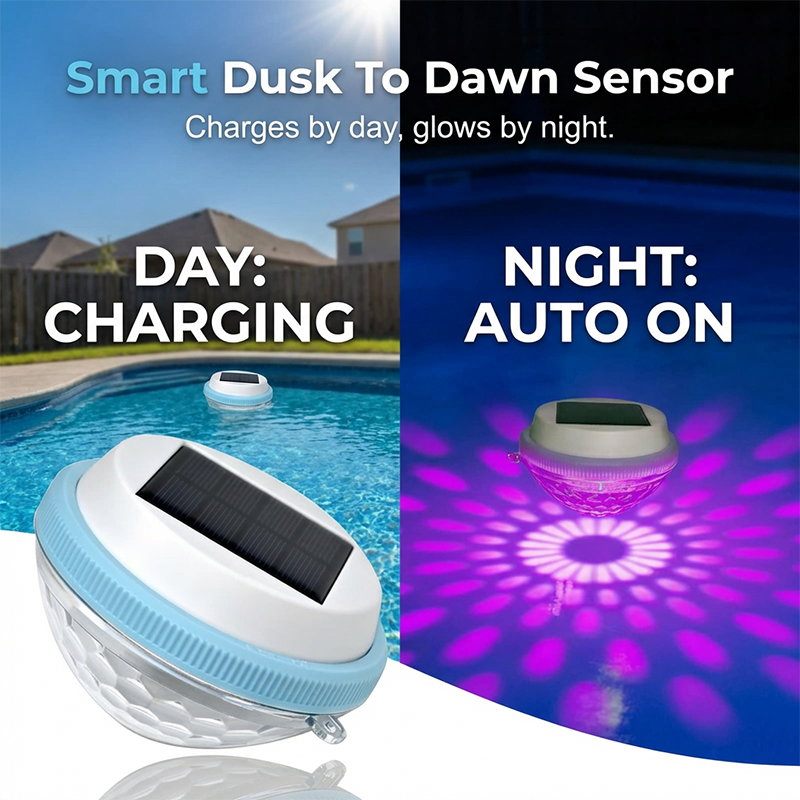 Lampe solaire flottante LED pour piscine – Changement de couleur, marche/arrêt automatique, étanche. Idéale pour piscine, bassin ou spa – Crée une atmosphère nocturne féerique !