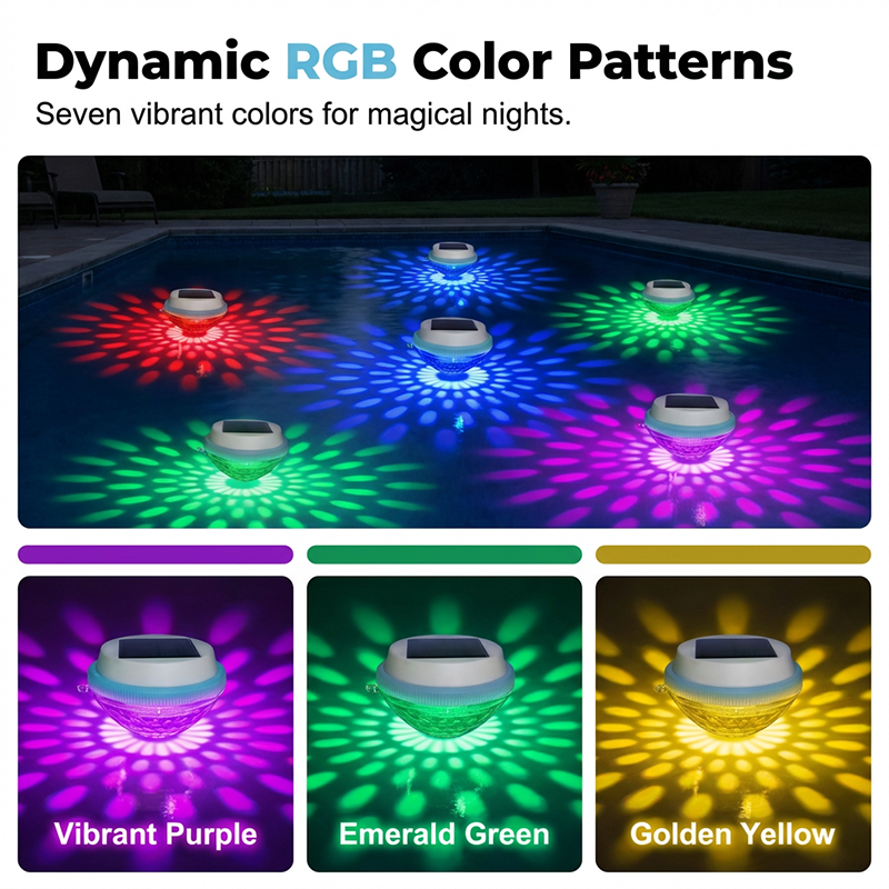 Lampe solaire flottante LED pour piscine – Changement de couleur, marche/arrêt automatique, étanche. Idéale pour piscine, bassin ou spa – Crée une atmosphère nocturne féerique !