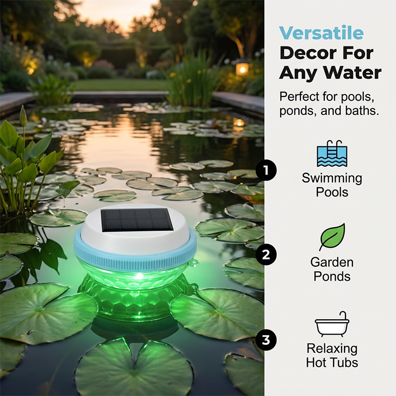 Lampe solaire flottante LED pour piscine – Changement de couleur, marche/arrêt automatique, étanche. Idéale pour piscine, bassin ou spa – Crée une atmosphère nocturne féerique !