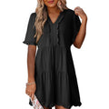 Robe à volants avec col en V pour femme