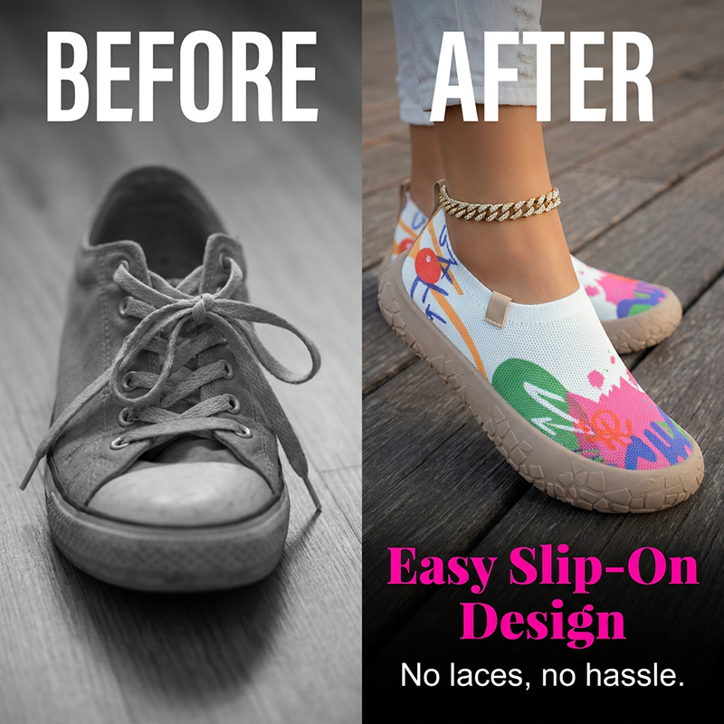 Chaussures de Marche Légères pour Femmes – Tricot Respirant, Semelle Souple, Confort sans Lacets
