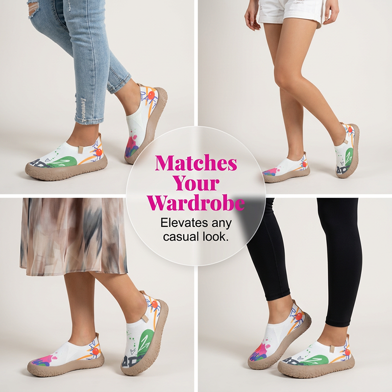 Chaussures de Marche Légères pour Femmes – Tricot Respirant, Semelle Souple, Confort sans Lacets