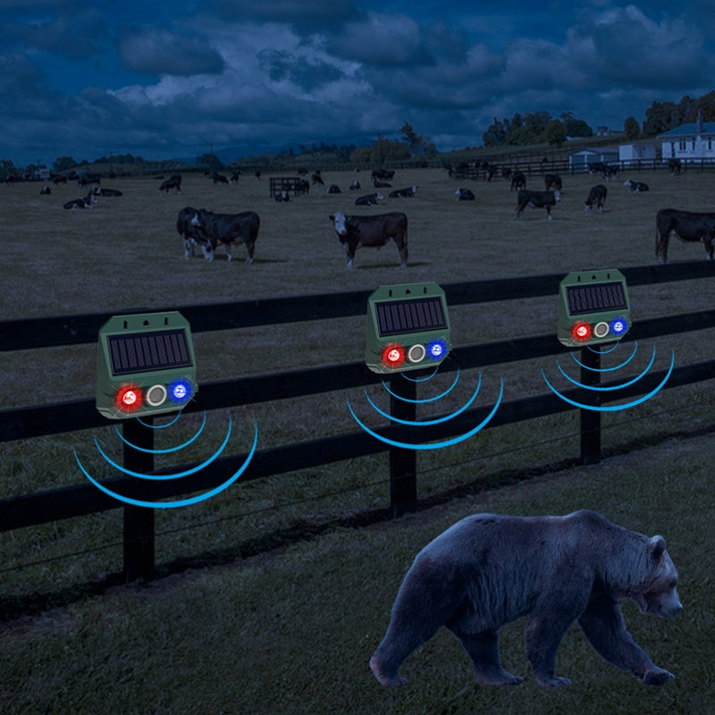 Répulsif animal solaire 2026 – Ultrasons + lumière clignotante. Résistant aux intempéries, protection 24h/24 et 7j/7. Éloigne les nuisibles naturellement.