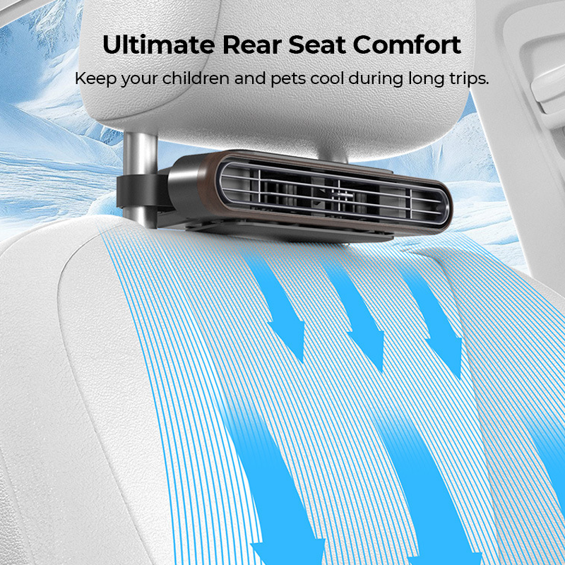 Ventilateur de Siège Auto BreezGoTM – Ventilateur Rechargeable Clip-On 3 Vitesses avec Batterie 3000 mAh | Chargement USB-C pour Voitures, Voitures de Golf et Camping-cars