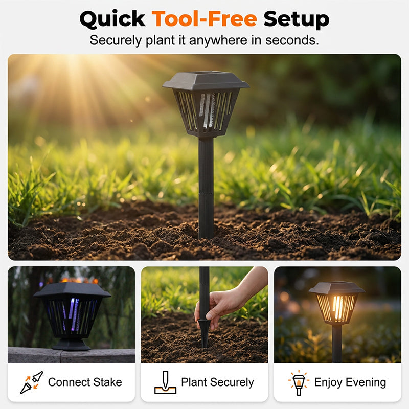 Lampe anti-moustiques solaire extérieure - Utilisation sur piquet ou sur pied