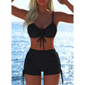 Ensemble bikini à cordon de serrage pour femme avec shorty