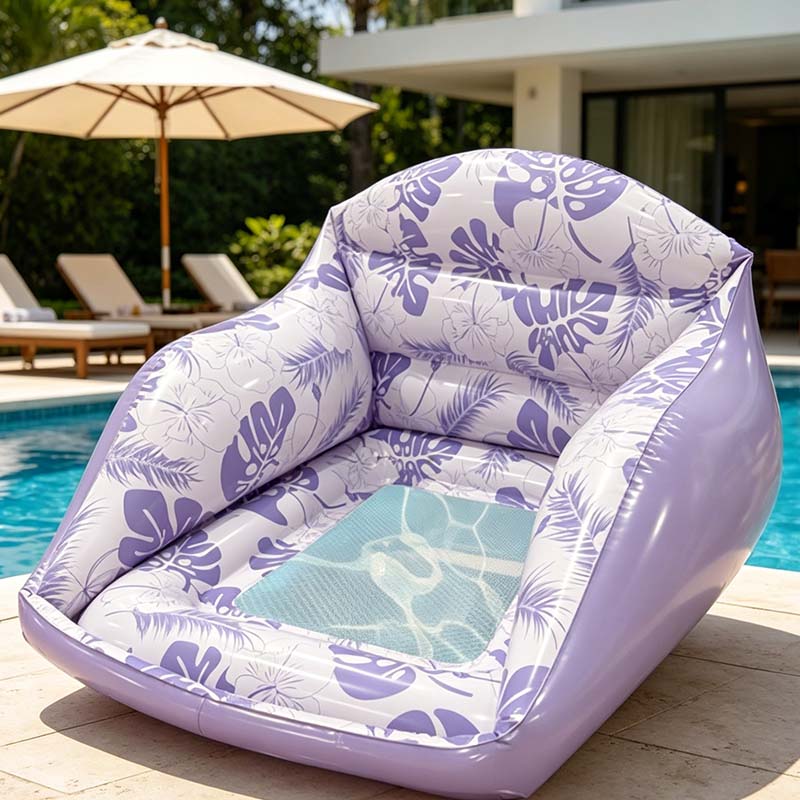 Matelas de piscine gonflable en forme de U – Ergonomique, siège en maille rafraîchissant, portable
