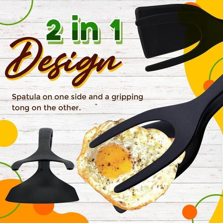 Pince Spatule 2 en 1 – Silicone Résistant à la Chaleur & Poignée Antidérapante – Indispensable pour la Cuisine