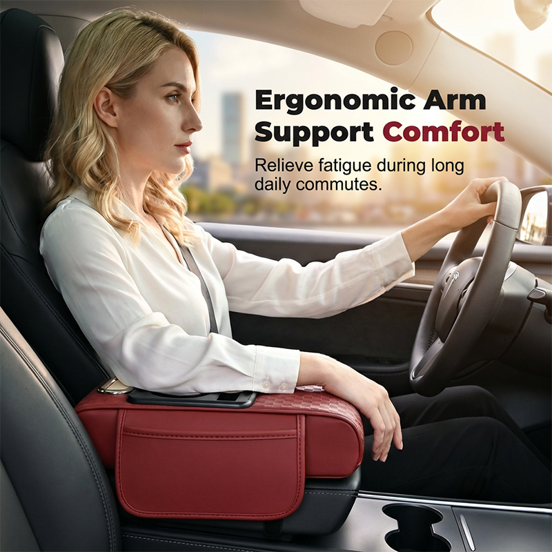 Coussin accoudoir de voiture, housse de console centrale 5 en 1 avec 2 sacs de rangement, porte-gobelet, fente pour boîte à mouchoirs, fente pour téléphone pour berlines, accessoires intérieurs de voiture