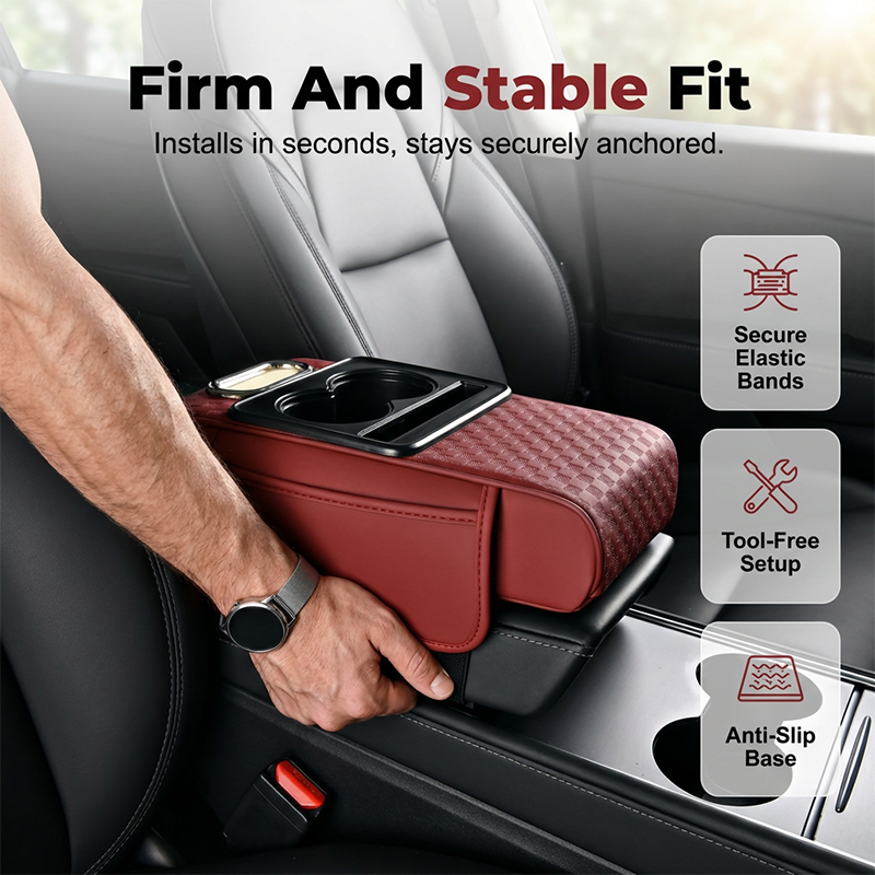 Coussin accoudoir de voiture, housse de console centrale 5 en 1 avec 2 sacs de rangement, porte-gobelet, fente pour boîte à mouchoirs, fente pour téléphone pour berlines, accessoires intérieurs de voiture