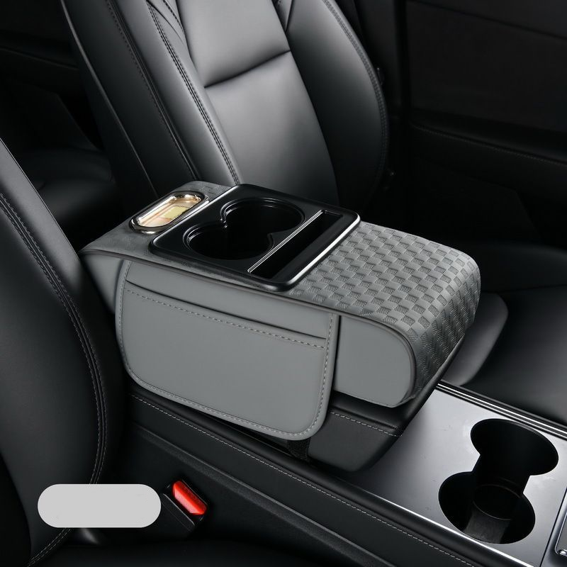 Coussin accoudoir de voiture, housse de console centrale 5 en 1 avec 2 sacs de rangement, porte-gobelet, fente pour boîte à mouchoirs, fente pour téléphone pour berlines, accessoires intérieurs de voiture