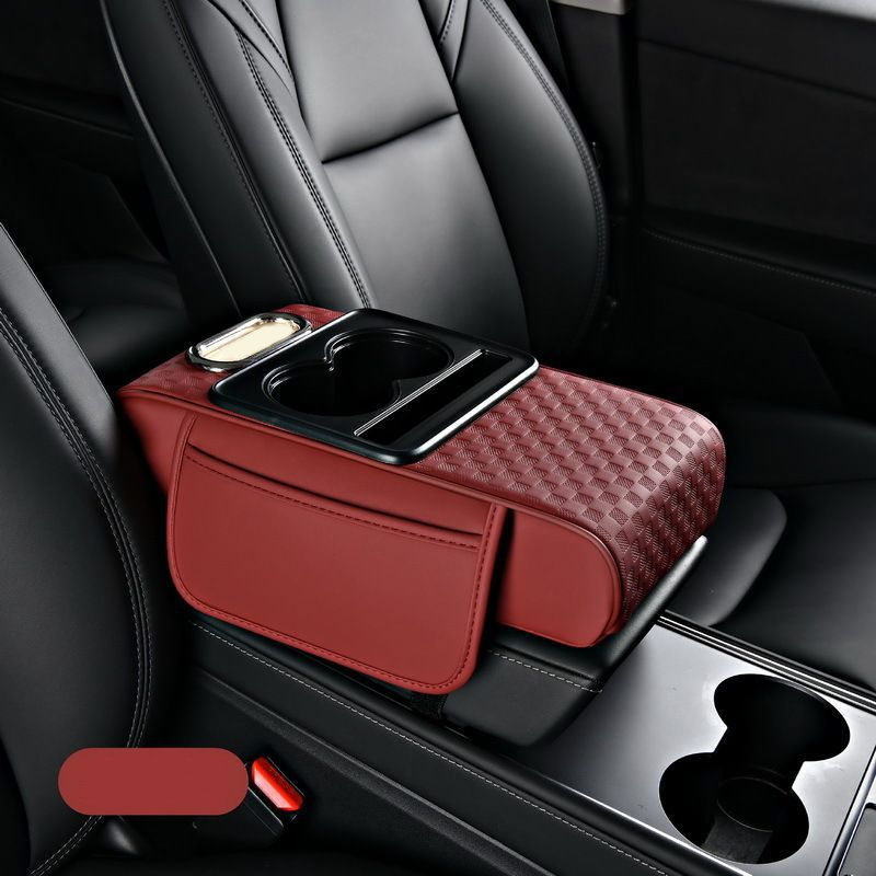 Coussin accoudoir de voiture, housse de console centrale 5 en 1 avec 2 sacs de rangement, porte-gobelet, fente pour boîte à mouchoirs, fente pour téléphone pour berlines, accessoires intérieurs de voiture