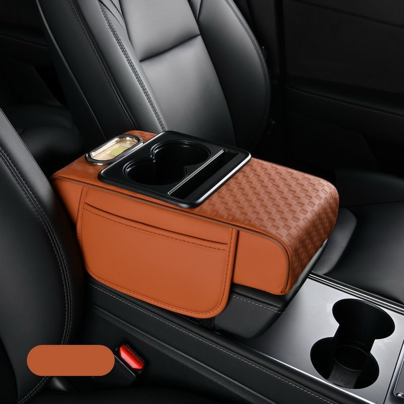 Coussin accoudoir de voiture, housse de console centrale 5 en 1 avec 2 sacs de rangement, porte-gobelet, fente pour boîte à mouchoirs, fente pour téléphone pour berlines, accessoires intérieurs de voiture