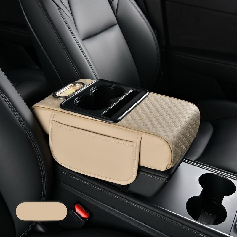 Coussin accoudoir de voiture, housse de console centrale 5 en 1 avec 2 sacs de rangement, porte-gobelet, fente pour boîte à mouchoirs, fente pour téléphone pour berlines, accessoires intérieurs de voiture