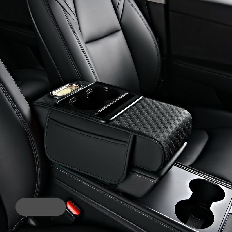Coussin accoudoir de voiture, housse de console centrale 5 en 1 avec 2 sacs de rangement, porte-gobelet, fente pour boîte à mouchoirs, fente pour téléphone pour berlines, accessoires intérieurs de voiture