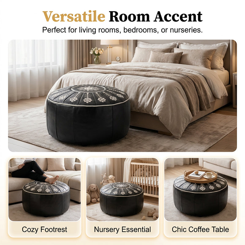 Siège de rangement rond polyvalent en cuir de luxe haut de gamme 2026
