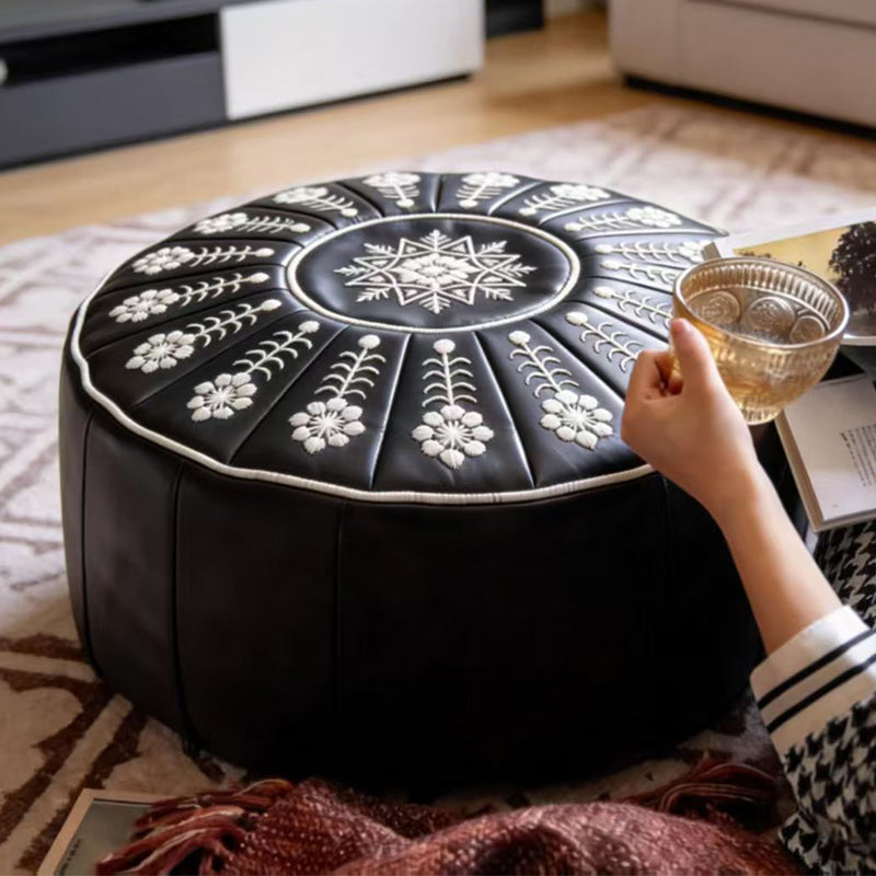 Siège de rangement rond polyvalent en cuir de luxe haut de gamme 2026
