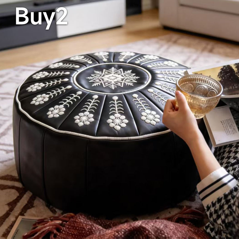 Siège de rangement rond polyvalent en cuir de luxe haut de gamme 2026