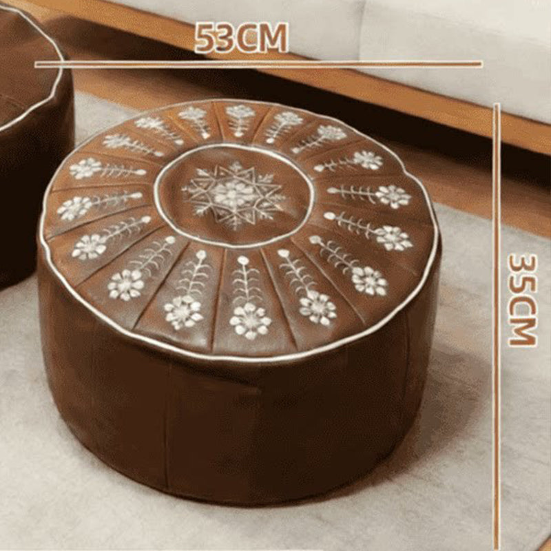 Siège de rangement rond polyvalent en cuir de luxe haut de gamme 2026