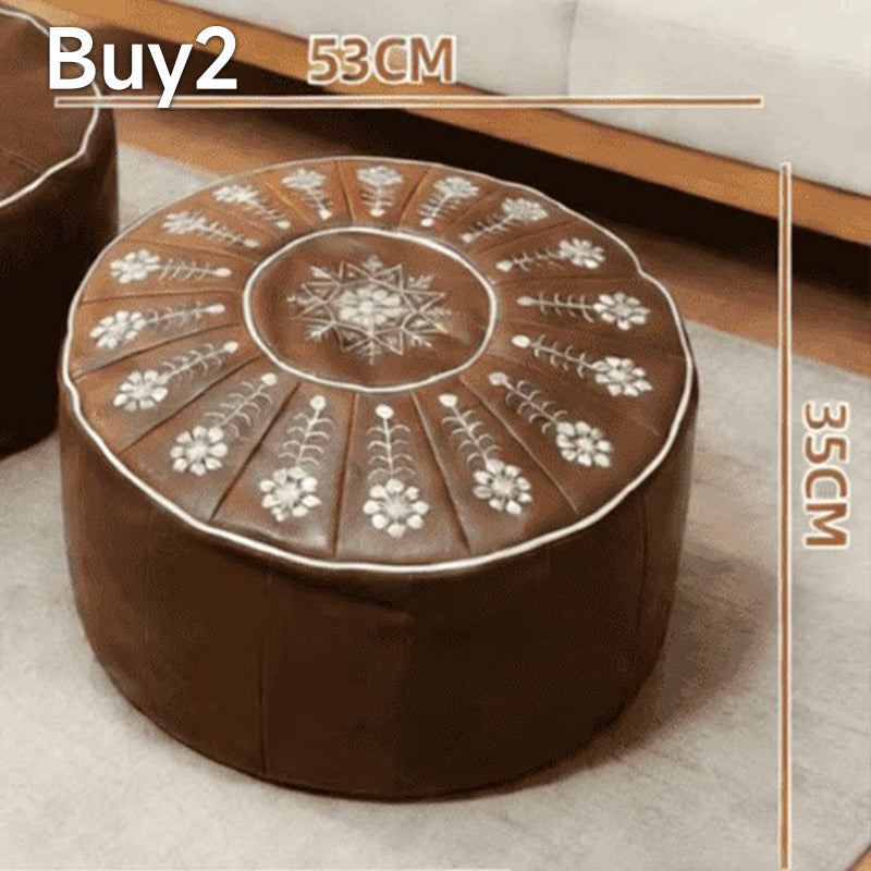 Siège de rangement rond polyvalent en cuir de luxe haut de gamme 2026
