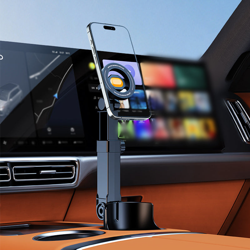 Support Téléphone Voiture Porte-Gobelet – Réglable à 360°, Aimant Puissant N52, Utilisation à Une Main, Compatible Tous Téléphones, Modèles Magnétiques Stables et à Pince pour une Conduite Sûre
