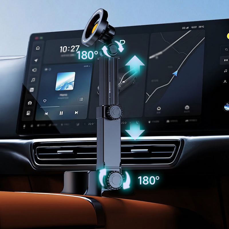 Support Téléphone Voiture Porte-Gobelet – Réglable à 360°, Aimant Puissant N52, Utilisation à Une Main, Compatible Tous Téléphones, Modèles Magnétiques Stables et à Pince pour une Conduite Sûre