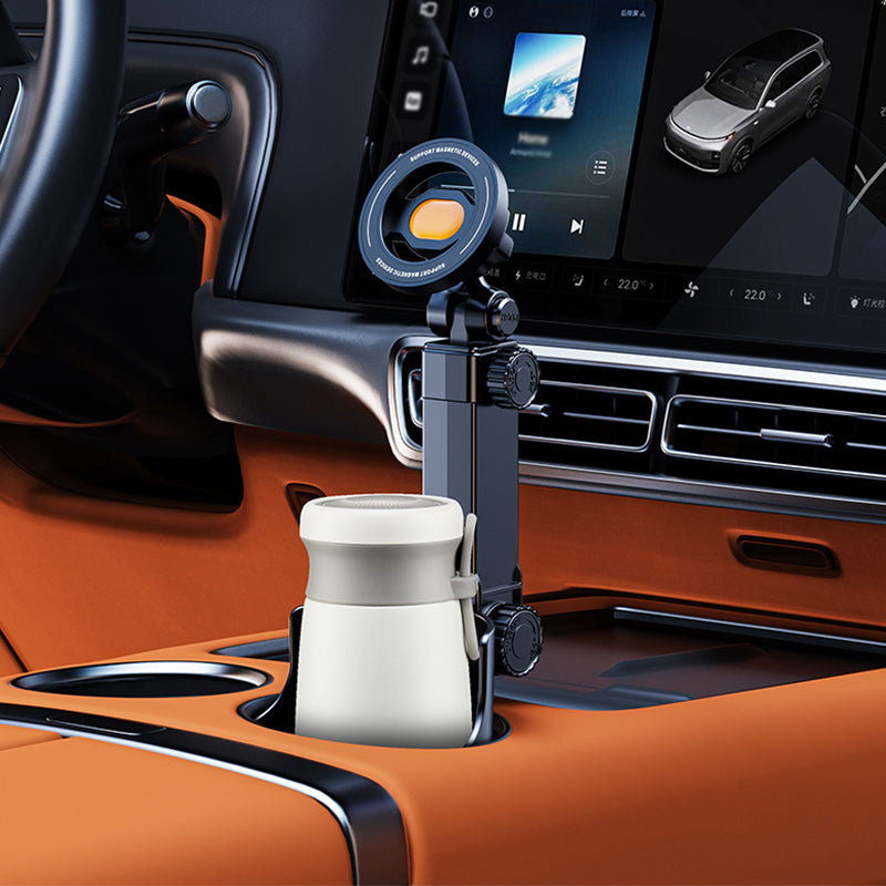 Support Téléphone Voiture Porte-Gobelet – Réglable à 360°, Aimant Puissant N52, Utilisation à Une Main, Compatible Tous Téléphones, Modèles Magnétiques Stables et à Pince pour une Conduite Sûre