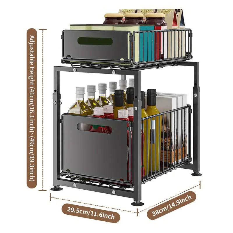 Étagère coulissante à 2 niveaux – Double rangement, facile d'accès.