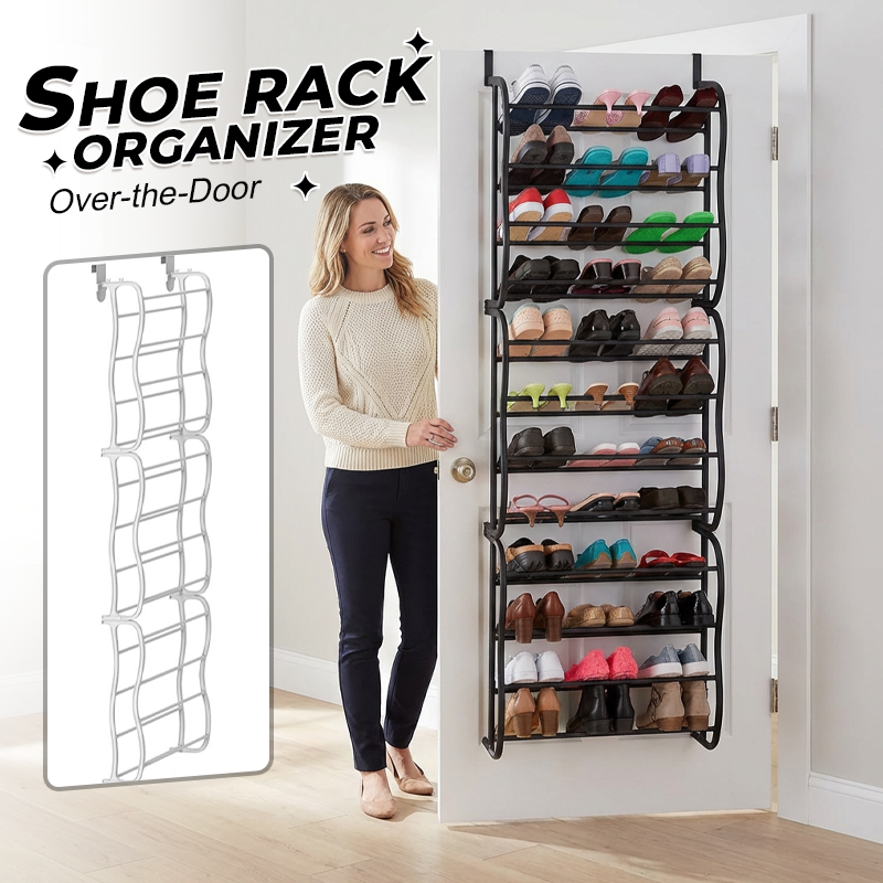 MAINTENANT ! Range-chaussures de porte à suspendre – 24 compartiments et installation sans outils – Convient aux portes standard, peut contenir jusqu'à 24 paires – parfait pour l'entrée ou le placard
