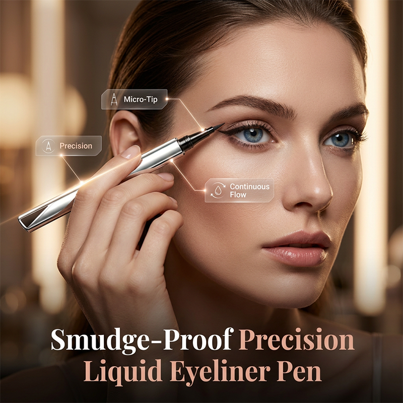 Eyeliner liquide de précision – Imperméable, anti-taches, pointe micro-fine