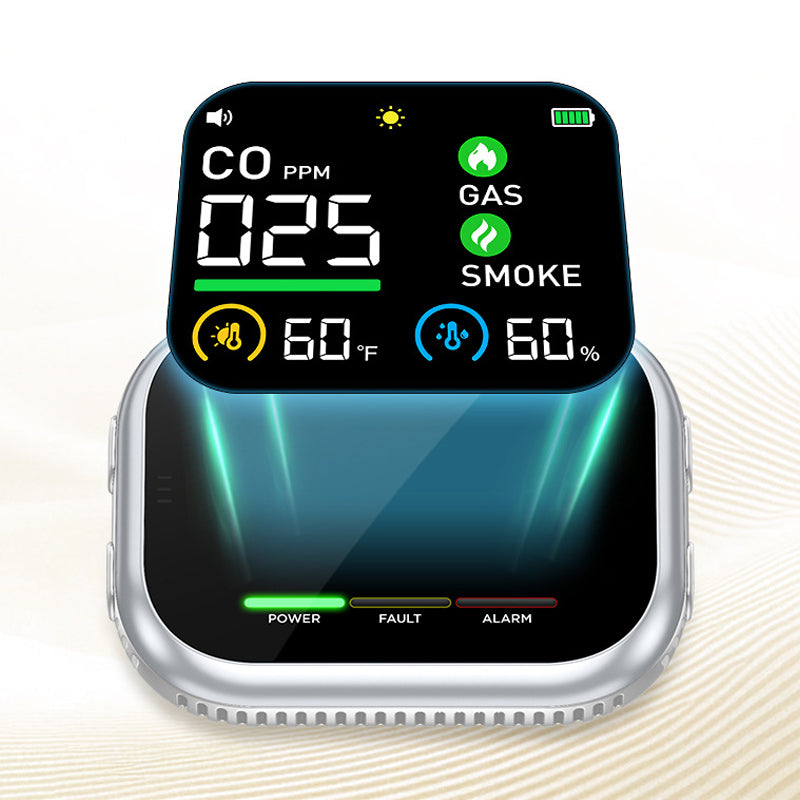 Alarme multi-gaz portable avec écran LCD et batterie de secours