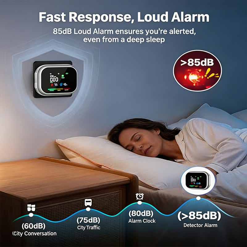 Alarme multi-gaz portable avec écran LCD et batterie de secours