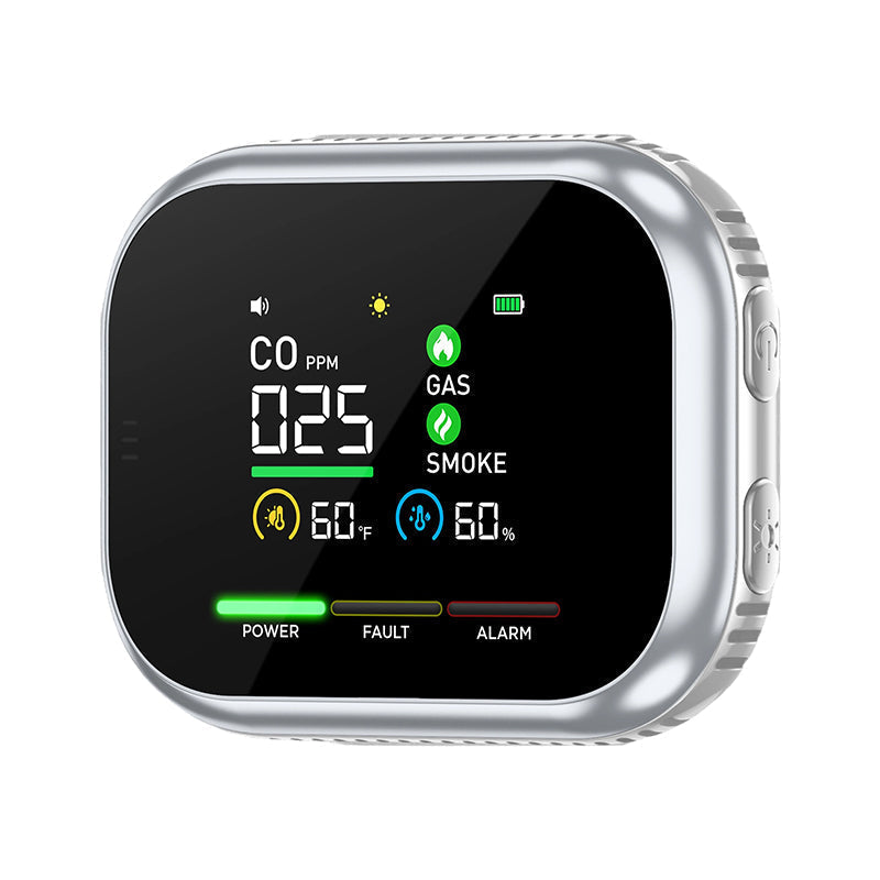 Alarme multi-gaz portable avec écran LCD et batterie de secours